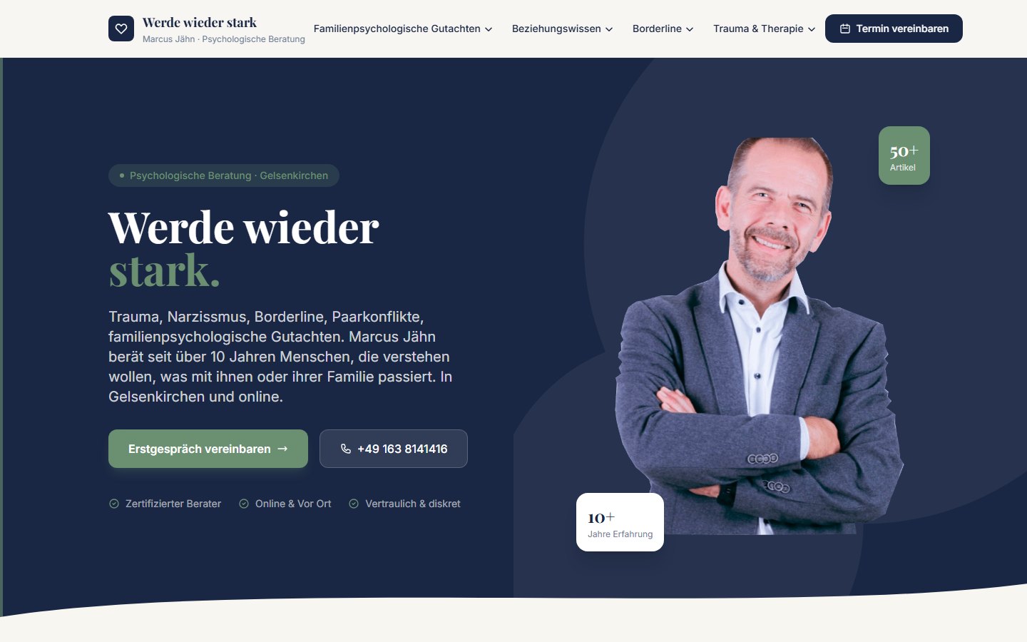 Vorschau der Landingpage von WerdeWiederStark